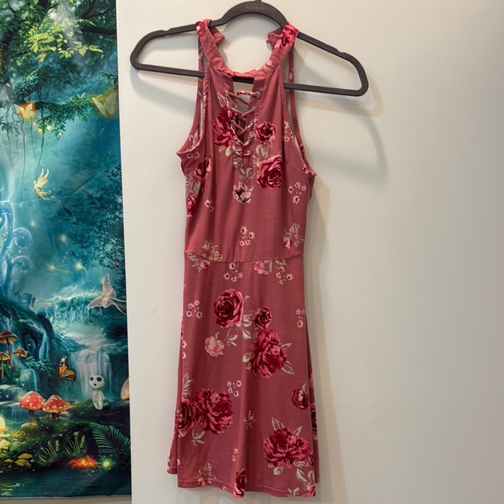 Floral Pink Sleeveless Dress